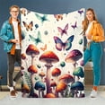 thumbnail image 3 of 1 Piece Colorful Mushroom and Butterfly Theme Pattern Printed Flannel Blanket Suitable for All Seasons Multifunctional Gift Printed Blanket Ideal Holiday Birthday Gift Choice for Family and Friends, 3 of 7