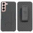 thumbnail image 5 of Case with Clip for Samsung Galaxy S22 Plus 5G, Nakedcellphone Slim Hard Shell Phone Cover with Kickstand and [Rotating/Ratchet] Belt Hip Holster Combination - Black Tread, 5 of 7