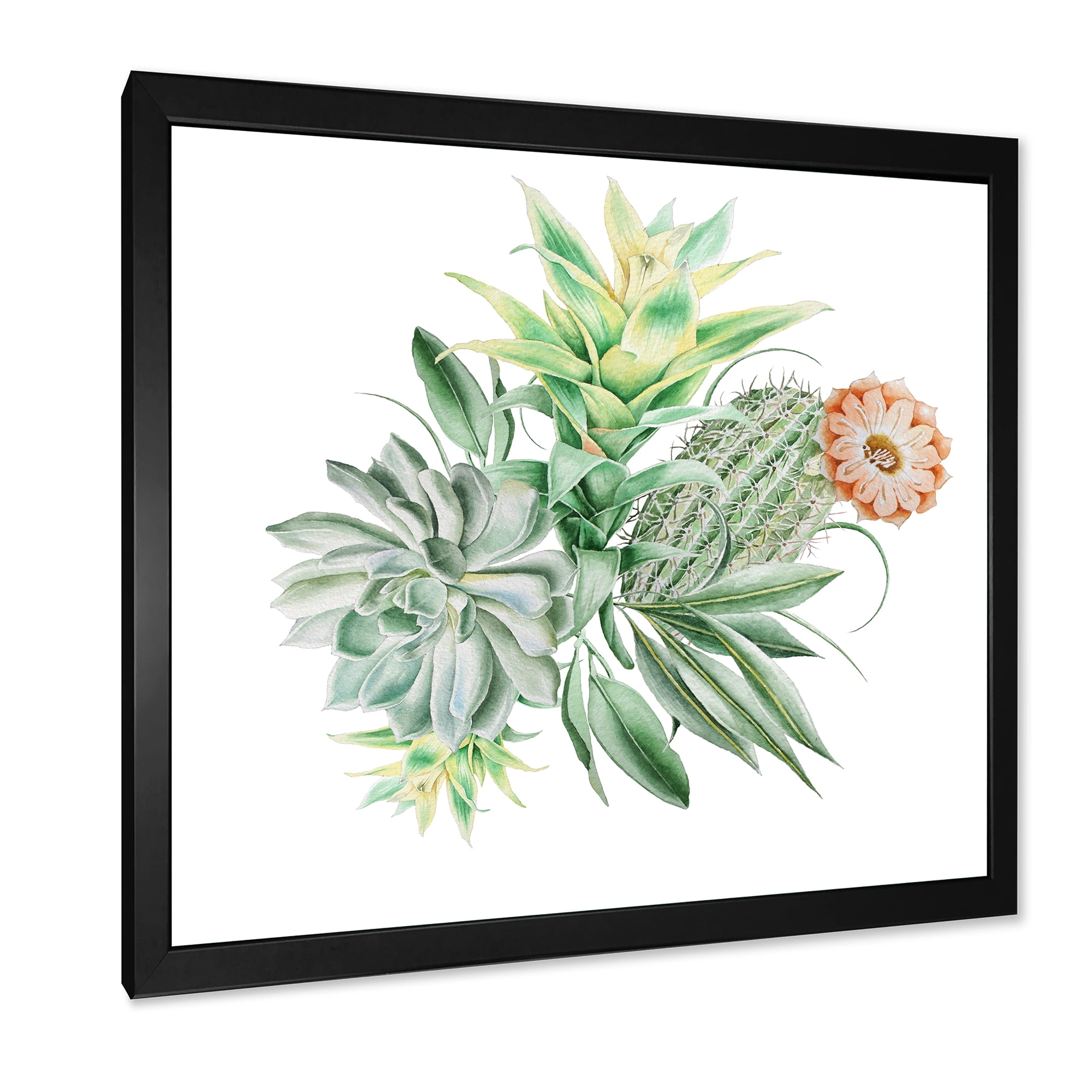 Designart 'Bouquet With Succulents and Cactus' Traditional Framed Art Print