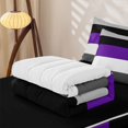 thumbnail image 5 of Erosebridal Solid Strip Zipper Twin Comforter Sets with Fitted Sheet and 2 Pillowcases,Purple Lines Print Zipper Bedding Set For Girls,Black Reversible,4 Pieces, 5 of 7