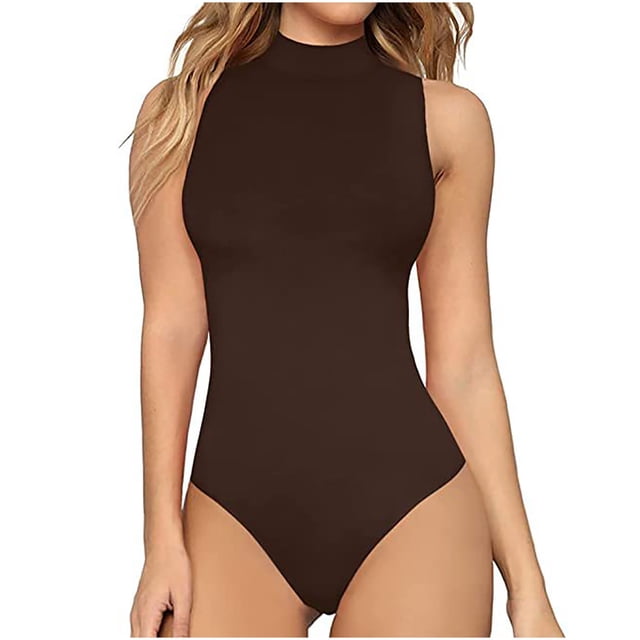 Pisexur Combinaison une Pièce pour Femme Col Rond Extensible Débardeur Coupe Ajustée Combinaison Moulante Manches Longues Manches Courtes Basique Élastique Justaucorps Combinaison