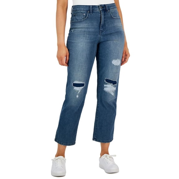 Style & Co. FIRST DANCE Women's High-Rise Cropped Straight Mom Jeans, US 14