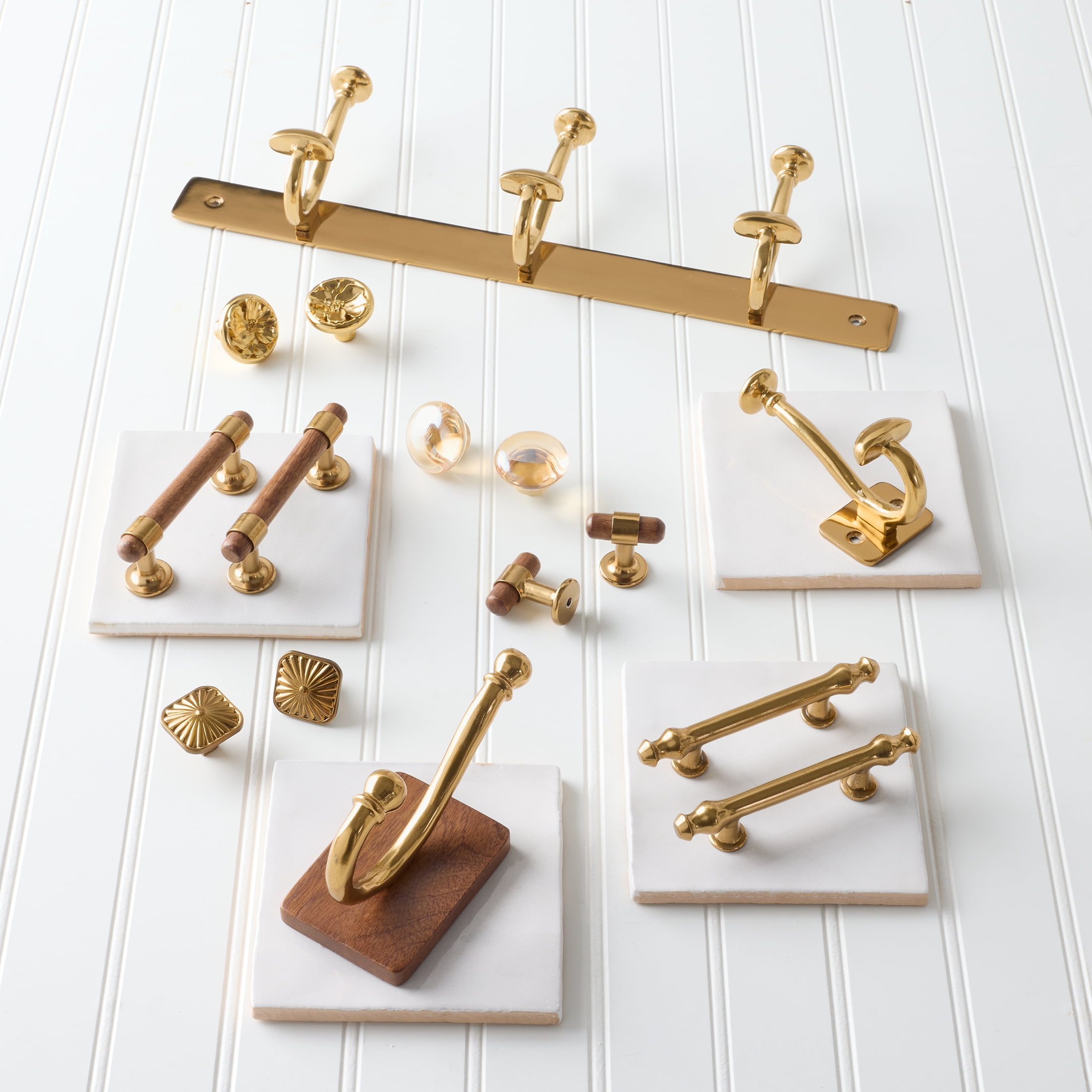 Better Homes & Gardens Modern Heirloom Single Wall Hook, Walnut Wood/Heritage Gold Finish