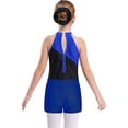 thumbnail image 7 of iiniim Kids Girls Sleeveless Gymnastics Leotard Unitard Tumbling Biketard with Shorts Matching Hair Scrunchie Set Royal Blue 6, 7 of 7
