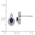 thumbnail image 4 of Auriga Fine Jewelry 925 Sterling Silver Rhodium-plated Created Sapphire and Diamond Stud Earrings for Women, 4 of 6