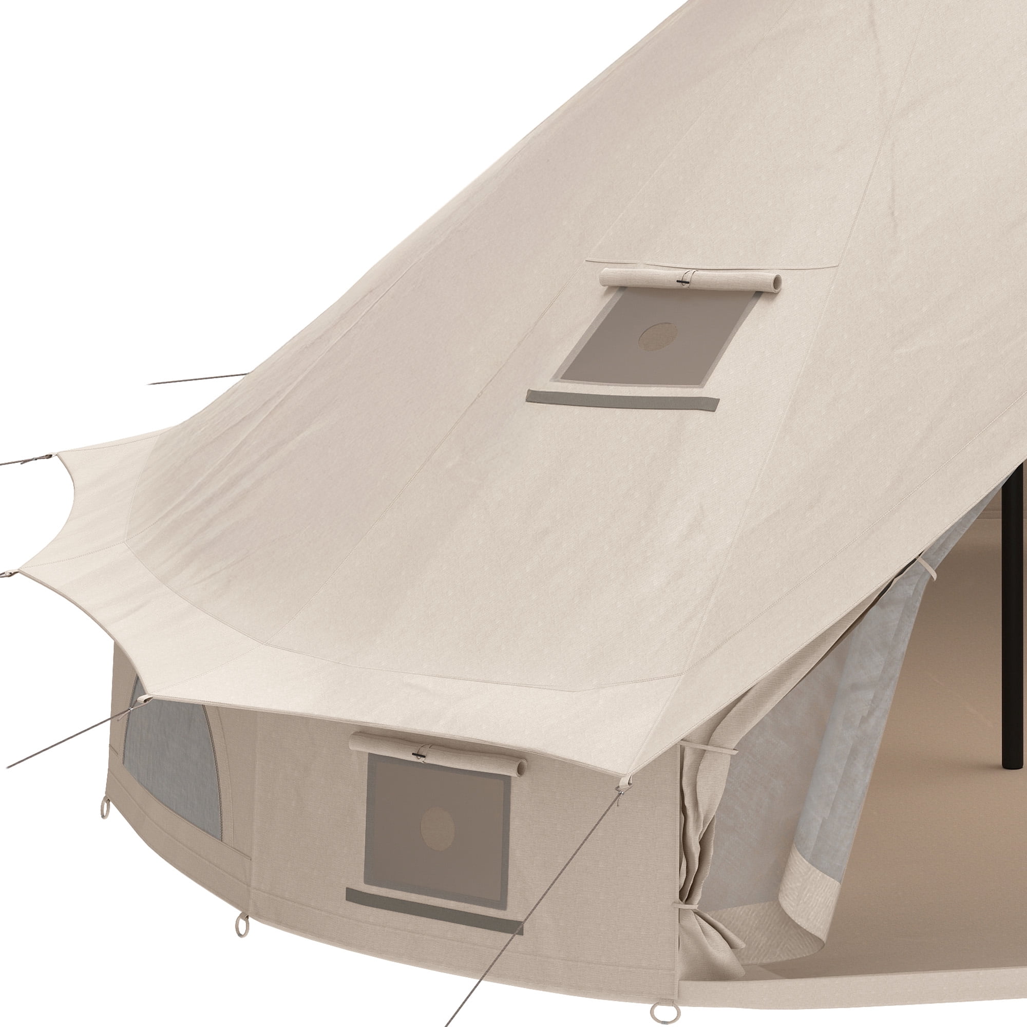 Dextrus 4 Seasons Glamping Bell Tent Waterproof with Stove Jacks & Windows for Party, Camping