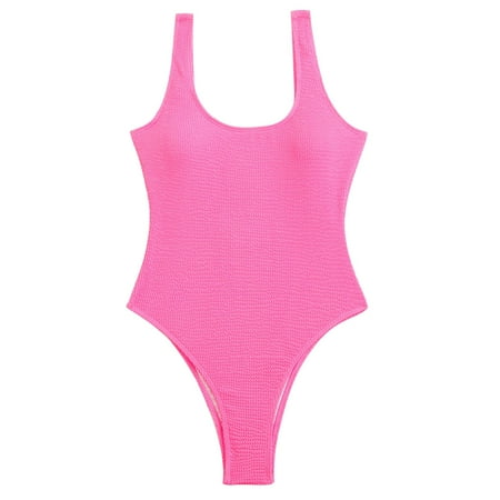 sonwsong One Piece Swimsuit Women 2024 Women s Backless Sexy Pure Color Hollow Sexy Swimsuit V Neck Swimwear Swim Suits for Women 2024 Modest Swimsuits (Clearance) Pink L