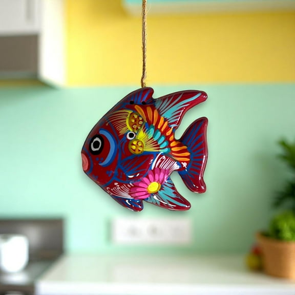 Colorful Talavera Fish Wall Decor | Hand-Painted Guerrero Pottery