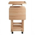 thumbnail image 2 of Ergode Isabelle 5-Piece Natural Wood Folding Snack Table Set with Rolling Storage Stand and Removable Serving Tray - Fully Assembled, 2 of 5