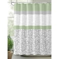 thumbnail image 2 of Shower Curtain Sage Green Grey Leaves Bathroom Curtains with Hooks, Waterproof Fabric Stitching Stripes Bath Shower Curtains Set for Bathroom Bathtubs Decor 36x72 Inch, 2 of 8