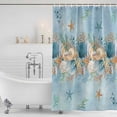 thumbnail image 3 of Beach Coastal Blue Shower Curtain, Waterproof Shower Curtains for Bathroom, Nautical Shell Starfish Coral Summer Washable Fabric Bathtub Curtain Set Bath Decor with 12 Hooks Extra Long 72"x96", 3 of 8