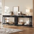 thumbnail image 2 of BEDEEP 55" Console Table with 2 Drawers, Marble Sofa Table Behind Couch with Storage Shelf, Modern Fluted Wood Entryway Table for Hallway, Living Room, Black, 2 of 12