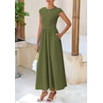thumbnail image 3 of Vestido largo casual de verano PRETTYGARDEN para mujer, color verde militar, 3 of 9