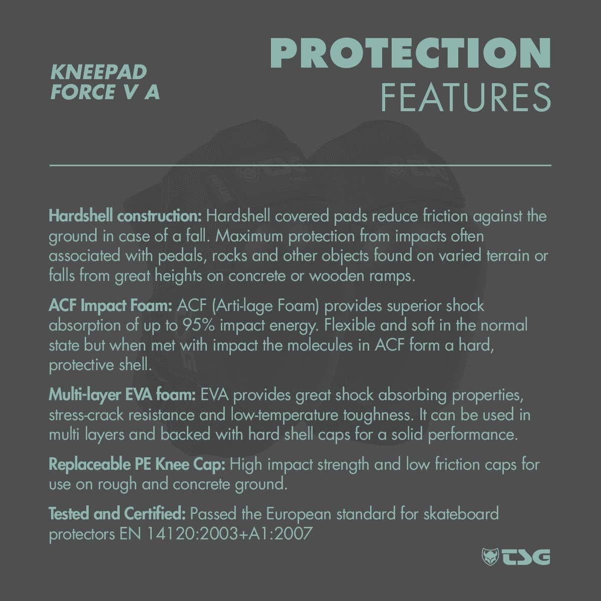 TSG Force V A Knee Pads, Hardshell, Impact Foam, Certified, Sizes S-XL, Skating