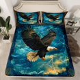 thumbnail image 2 of Homewish Wildlife Eagle 3pcs Twin Sheet Sets For Kids Children Teens,Woodland Animal Twin Fitted Sheet,Abstract Lightning Breathable Flat Sheet,Exotic Style Bedroom Decor, 2 of 7
