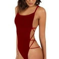 thumbnail image 4 of Sexy Strappy Backless&nbsp;Women Solid Color Monokini One-piece Swimwear Bodysuit, 4 of 4