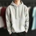 thumbnail image 6 of comerut Men Hoodie Solid Color Ribbed Cuff Autumn Winter Drawstring Warm Sweatshirt for Daily Wear, 6 of 8