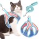 thumbnail image 1 of Juego de arnés y correa para gatos para caminar, arnés y correa ajustables de gamuza sintética suave resistente al escape con tira reflectante para gatos grandes, medianos y pequeños (rosa y azul, M), 1 of 5