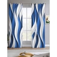 thumbnail image 2 of Blue White Moire Sheer Curtains 84 Inch Length 2 Panels Set for Living Room/Bedroom, Modern Abstract Art Kitchen Curtains with Grommet Semi-Sheer Curtains Drapes Voile Window Treatments 52"x84"x2, 2 of 7