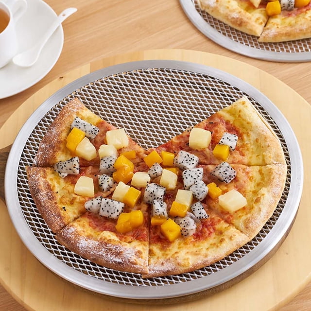 Molde de malla para pizza de aluminio - Círculo engrosado de 12 pulgadas para asar y hornear - Herramienta profesional para masa de pizza - Distribución uniforme del calor