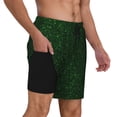 thumbnail image 2 of Yiaed Emerald Green Sparkling Print Mens Swim Trunks Bathing Suit Compression Liner Beach Swim Shorts Swimwear Quick Dry Zipper Pocket No-Chafing Board Short-X-Large, 2 of 6