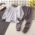 thumbnail image 2 of Wonitaaizi Kids Girls Toddler Solid Pajamas Fall Long Sleeve Crewneck Letter Print Pajamas Sleepwear Set Grey for Size 6-12 Months, 2 of 4