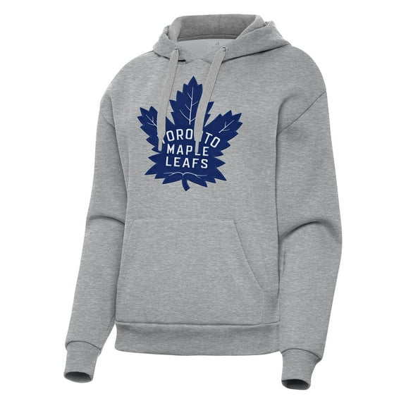 Women's Antigua Heather Gray Toronto Maple Leafs Victory Pullover Hoodie