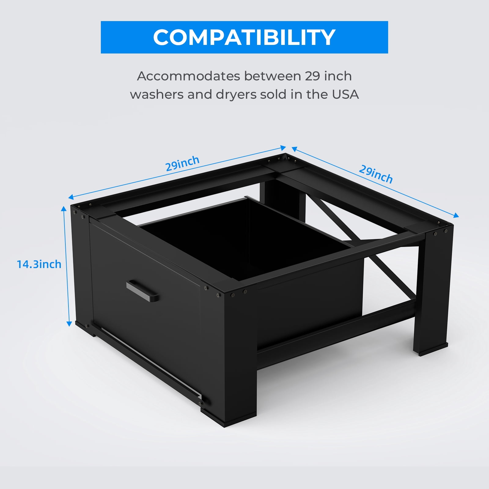 Dual Washing Machine Pedestals with Drawers 350Lb Heavy Duty Matalde 29" Laundry Pedestal 2 Pack Upgraded Design, Washer and Dryer Riser, Black