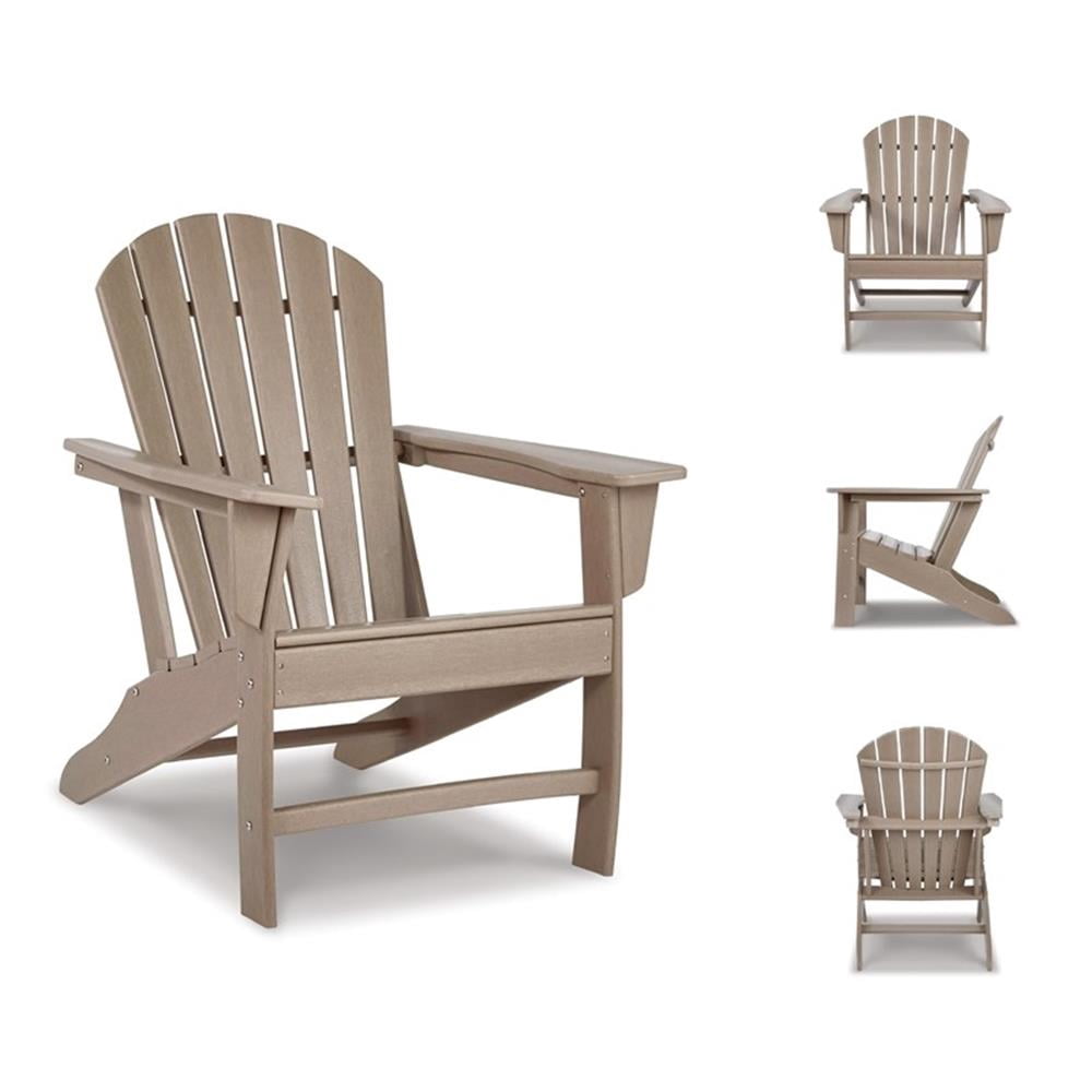 Bowery Hill Outdoor Set of Grayish Brown End Table & Adirondack Chair