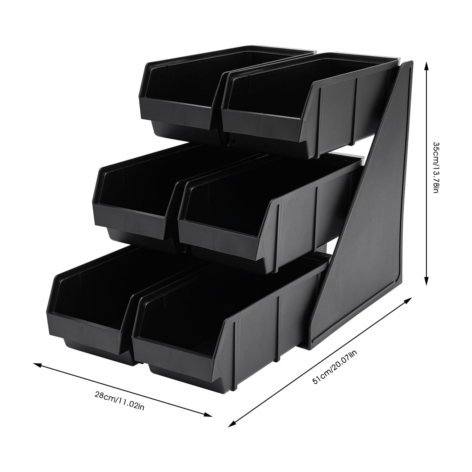 6 Compartment Serve Condiment Bin, 3-Tier Self Serve Condiment Bin Stand, Plastic Containers Storage Bins, Countertop Condiment Organizer for Coffee Shops Restaurants Bars