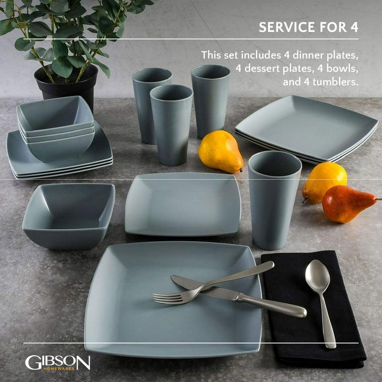 【gibsonさん専用】Lanvin Colle生地スーツ　グレー&ネイビー Open Box Gibson Home 16 Piece Melamine Dinnerware Set Plates