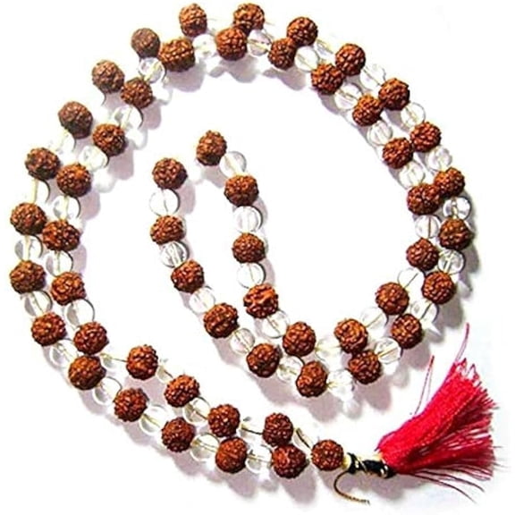 Fine quality Rudraksha and Sphatik Mala features 108 beads