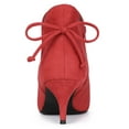 thumbnail image 4 of Unique Bargains Women's Pointy Toe Kitten Heel Ankle Booties Bright Red 6, 4 of 8