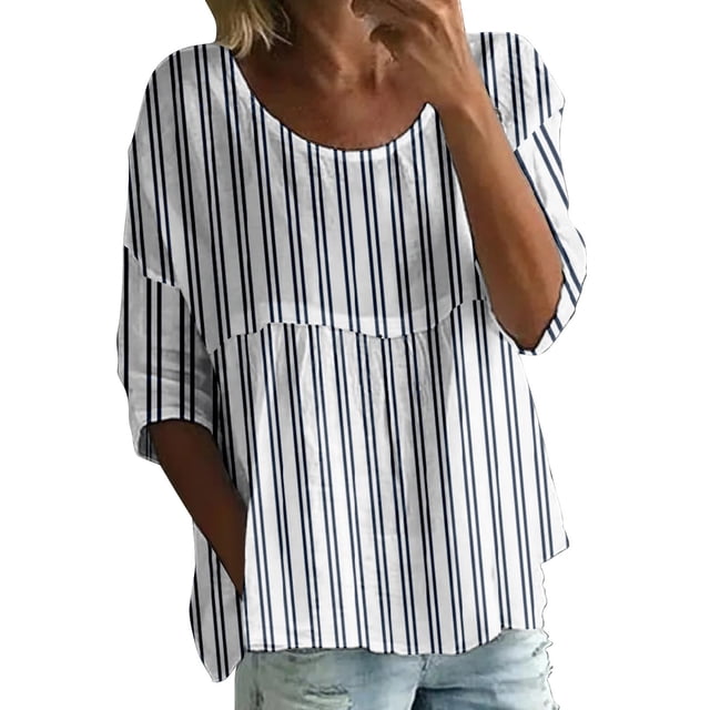 WZXFASHION T-shirt à Imprimé pour Femmes, T-shirt à Manches Mi-Longues à Col Rond, T-shirt à Manches 3/4, T-shirt Ample Grande Taille pour Femmes, Liquidation, T-shirt à Manches Longues pour Femmes