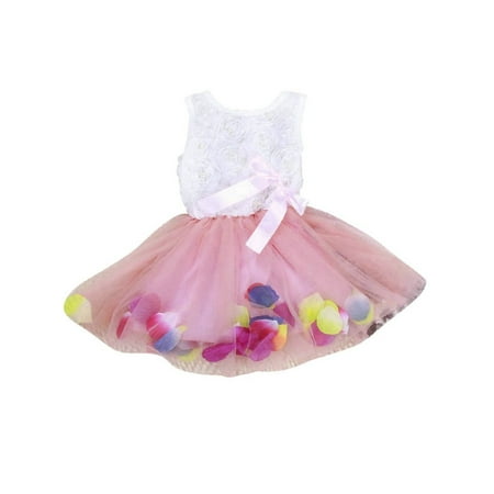 Pink Flower Shape - Nicesee Toddler Girls Lace Bow Flower Tutu