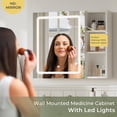 thumbnail image 4 of Wall Mounted Bathroom Medicine Cabinet with Sliding Mirror and Led Lights,White Storage Mirror Cabinet with Adjustable Storage Shelves,27.6x23.62 inch, 4 of 9