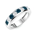 thumbnail image 2 of Mooneye 925 Sterling Silver 4 MM Round London Blue Topaz Half Eternity Channel Women Wedding Ring, 2 of 2