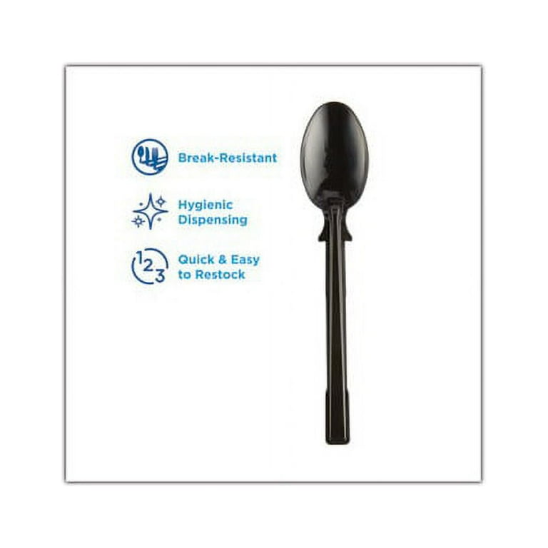 SmartStock Tri-Tower Dispensing System Cutlery, Teaspoons, Mediumweight, Polypropylene, Black, 40/Pack, 24 Packs/Carton SmartStock Tri-Tower Dispensing System Cutlery, Teaspoons, Mediumweight, Polypropylene, Black, 40/Pack, 24 Packs/Carton