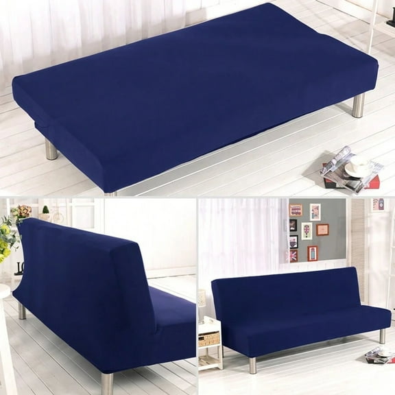 Armless Sofa Bed Cover - Stretch Full Size Futon Slipcover, Elastic Furniture Protector for Folding Sofa Couch & Lounge