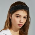 thumbnail image 3 of Unique Bargains 1 Pc Bling Pearl Knotted Headband Hairband for Women Black 1.18 Inch Wide, 3 of 7