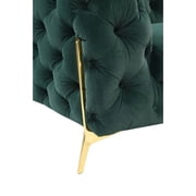 Divani Casa Sheila Transitional Velour Fabric Upholstered Loveseat Emerald Green