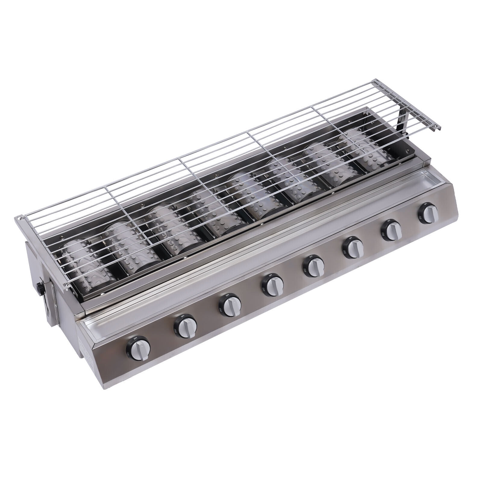 8 Burner BBQ Gas Grill Barbeque Outdoor Cooking Stainless steel Large Grill Grid 8 Head LPG  Gas Barbecue Grill Commercial BBQ Machine Outdoor Cooker Smokeless Commercial Gas Grill