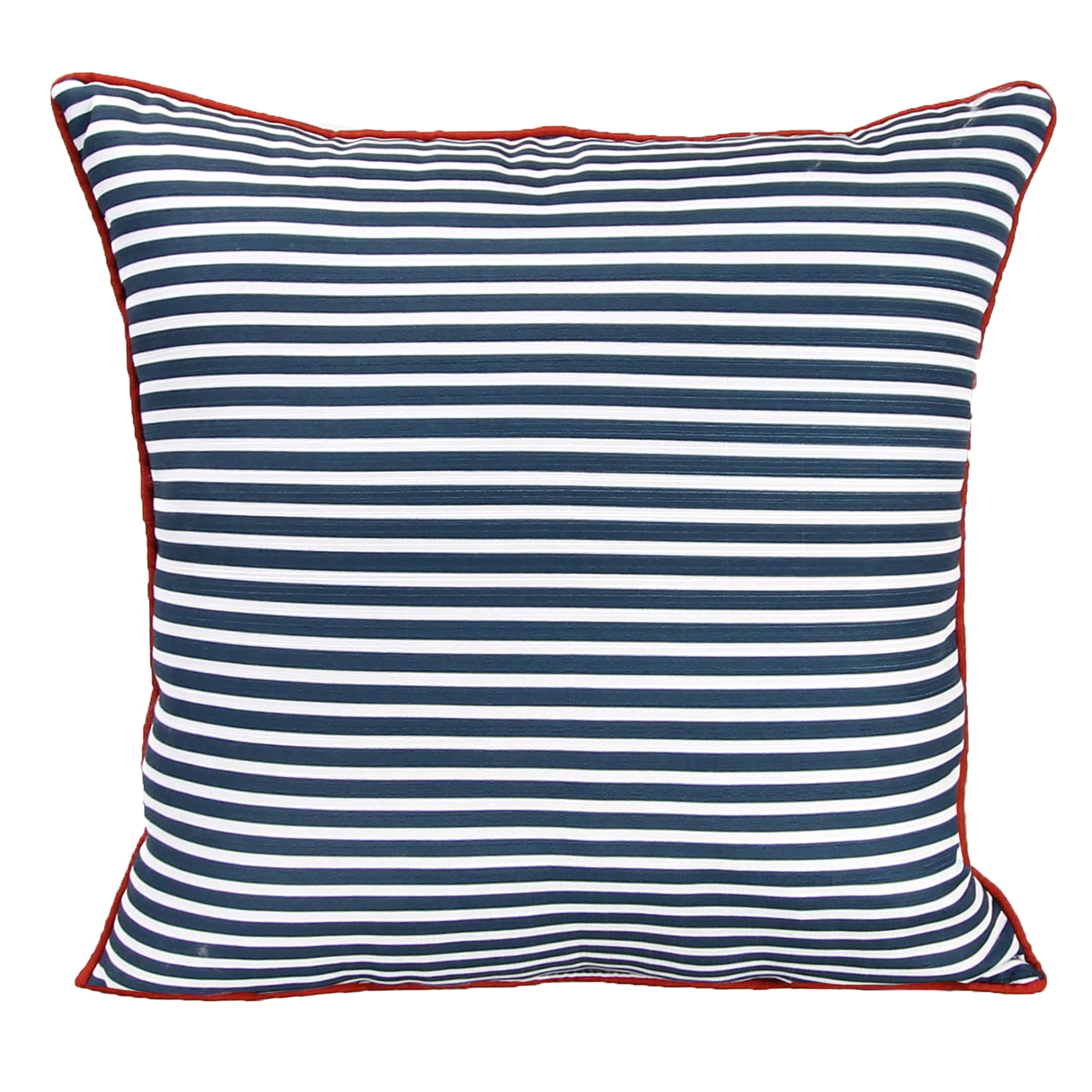 Jordan Manufacturing 20" x 20" Red, White and Blue Lighthouse Stripe Nautical Square Reversible Decorative Throw Pillow with Welt