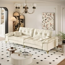 104.7'' Oversized Modern Loveseat, Luxury Chenille Couch, Deep Seat Modular Sectional Sofa, Removable Padded Armrests, Tufted Back, Gold Legs, 4-Seater Couches for Living Room Apartment, Beige