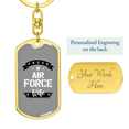 thumbnail image 3 of To My Wife  Proud Air Force Wife TranspArent  Stainless Steel or 18k Gold Premium Swivel Dog Tag Keychain, 3 of 16