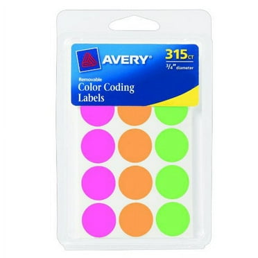Avery Permanent Self-Adhesive Round Color-Coding Labels, 1/4