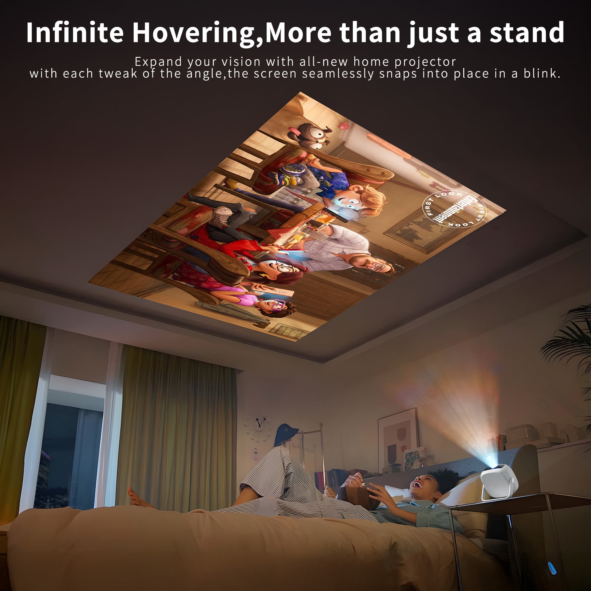Visulapex Projector 4K 1080P Outdoor Projector with WiFi and Bluetooth, 360° Rotatable Portable Movie Projection for Phone