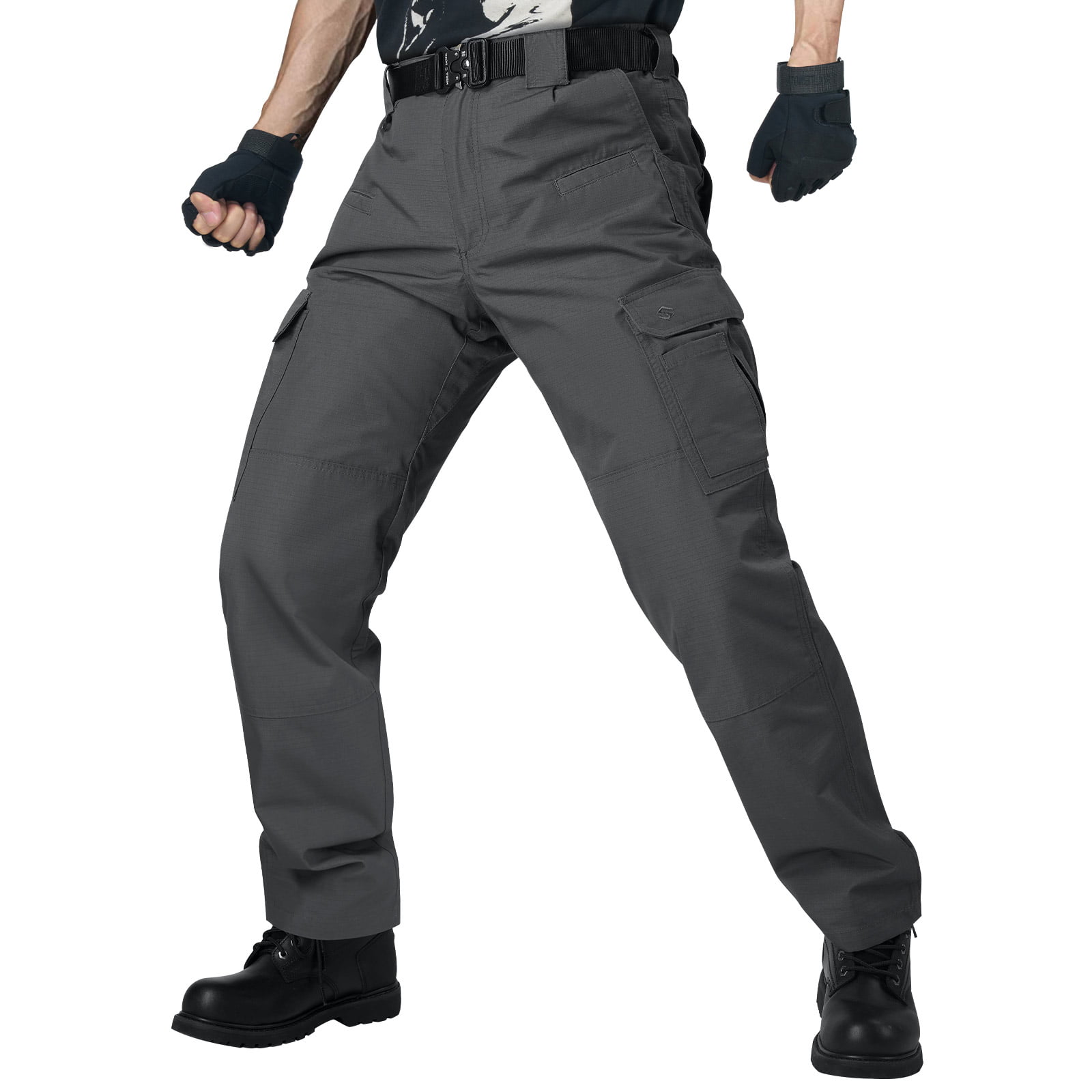 HISEA Men's Tactical Pants with Tactical Belt Rip-Stop Cargo Pants Water  Resistant Outdoor Hiking Work Pants