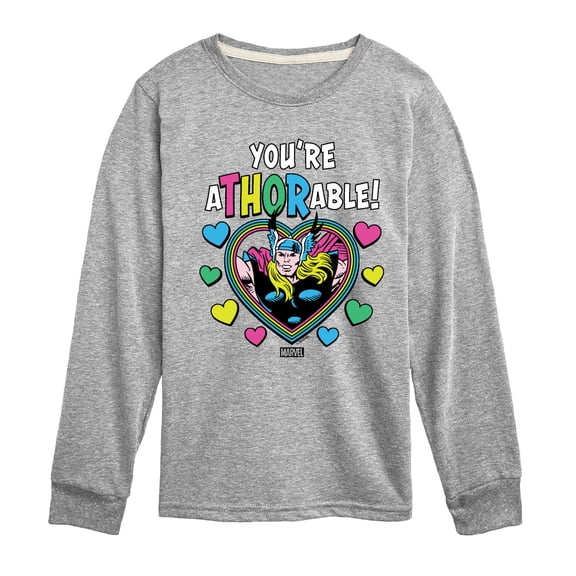 Marvel - Thor Valentine You're Athorable Boys' Long Sleeve Graphic T-Shirt