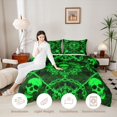 thumbnail image 3 of Castle Fairy Halloween Baroque Skull Twin Comforter Sets 2pcs,Gothic Chain Damask Bedding Set,Neon Green Black,1 Comforter and 1 Pillowcase,Black Reversible, 3 of 6